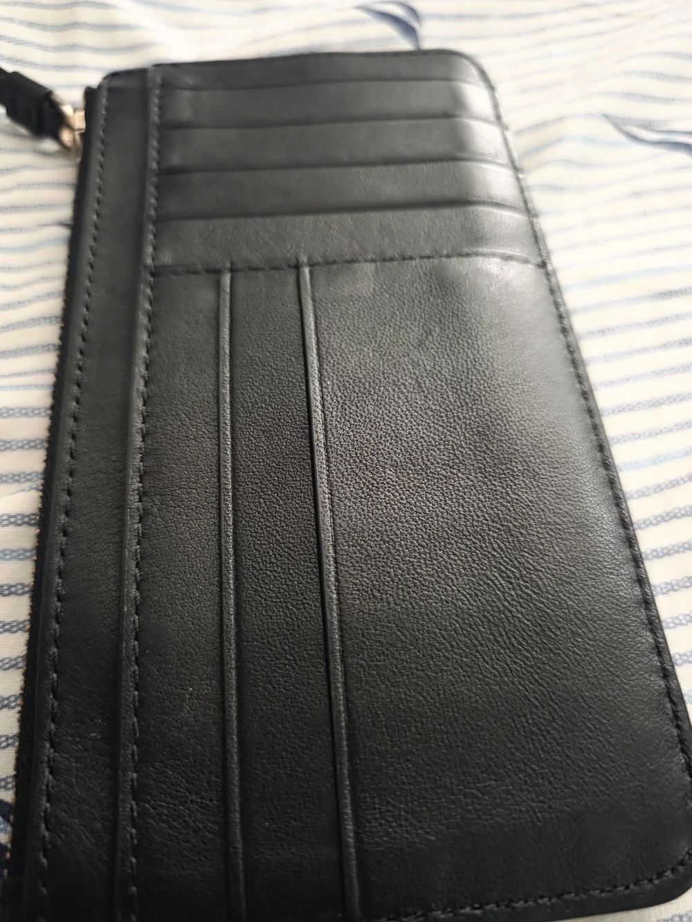 kate spade Black Quilted Leather Zip Card Holder